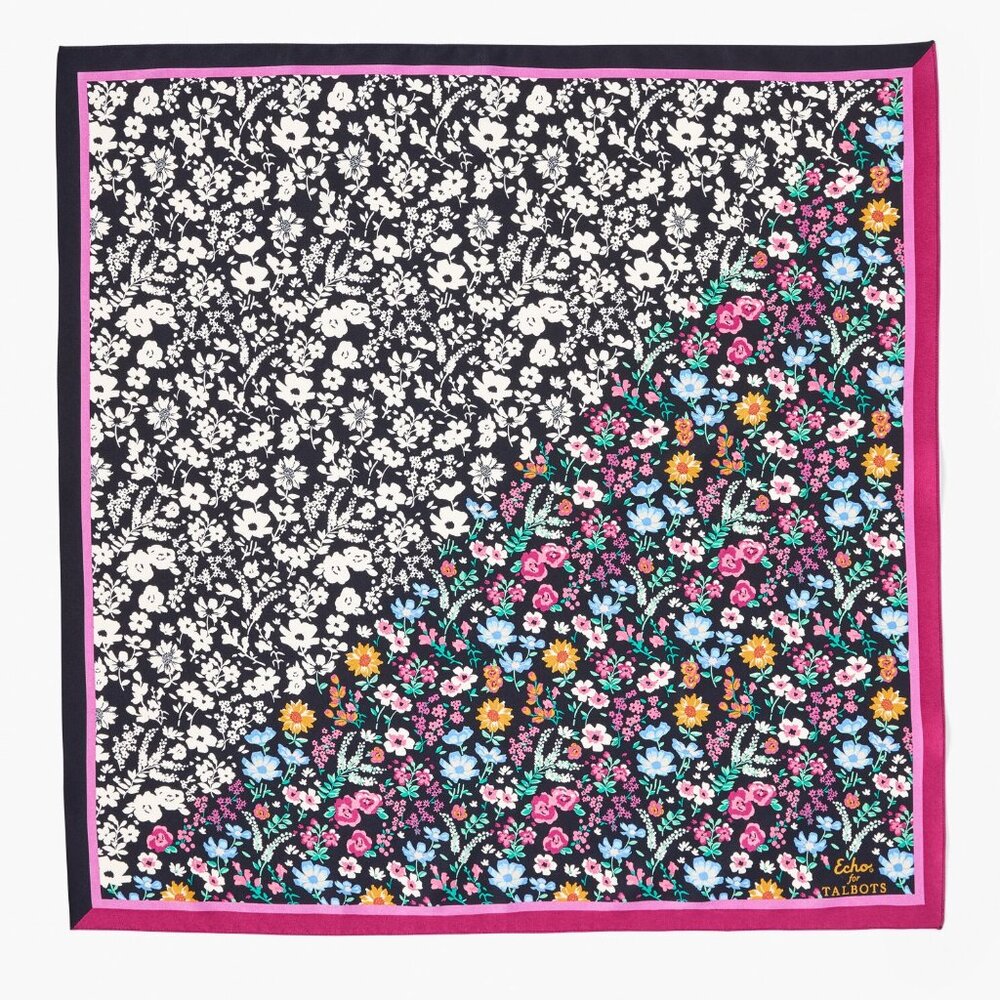 NWOT Echo For Talbots Floral Square Scarf